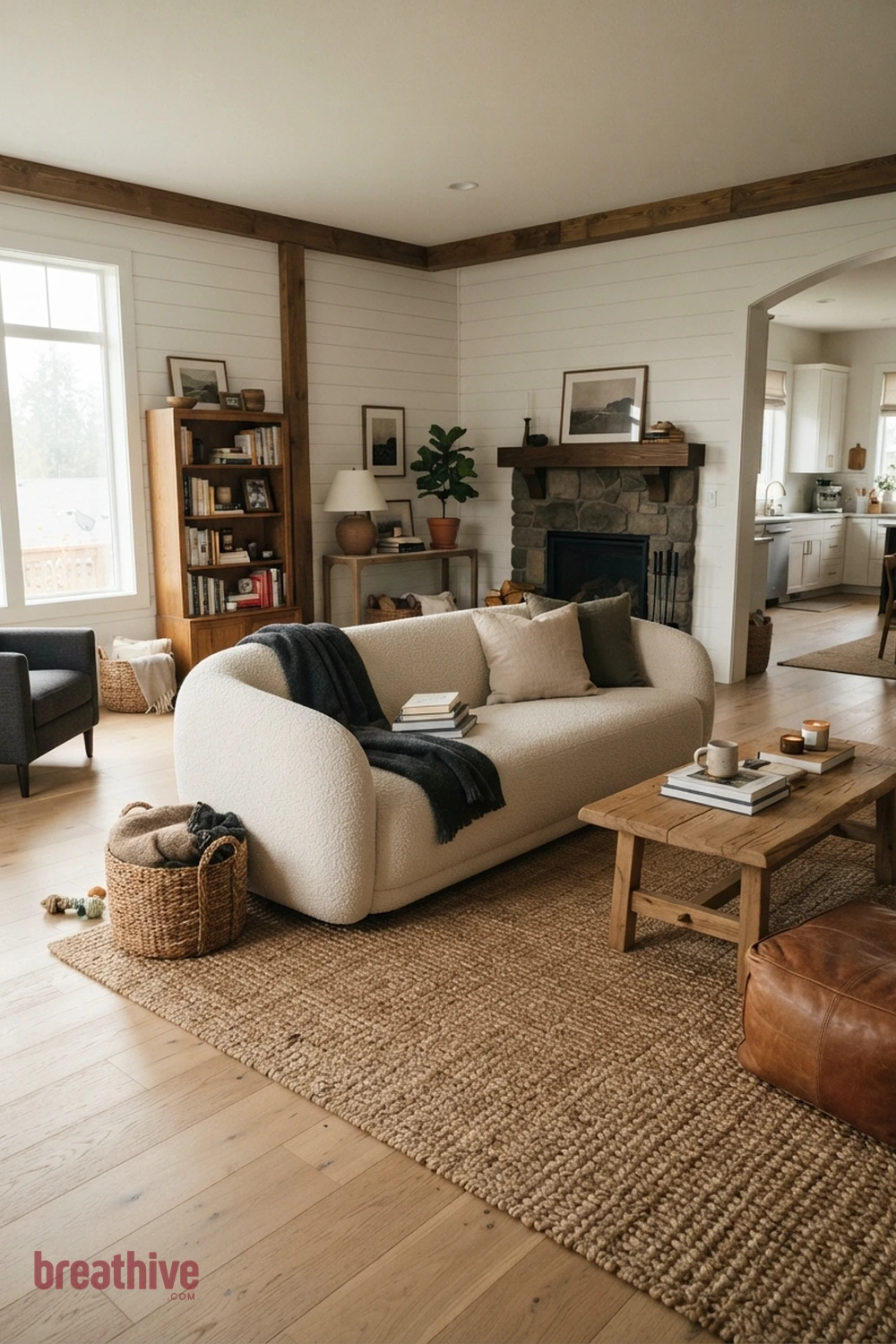 Float the Sofa to Improve Circulation in a modern farmhouse living room