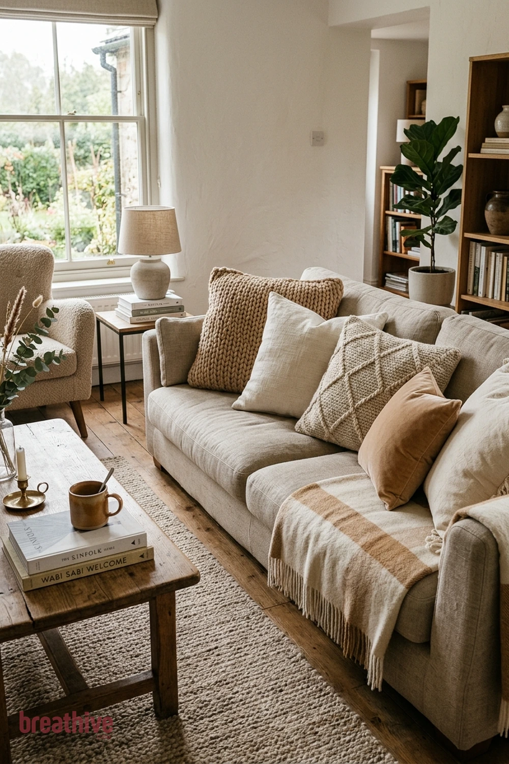 Layer Pillows by Texture Rather Than Pattern Alone in a cozy living room