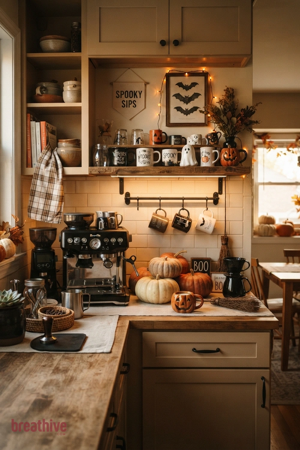 cozy halloween coffee bar decor