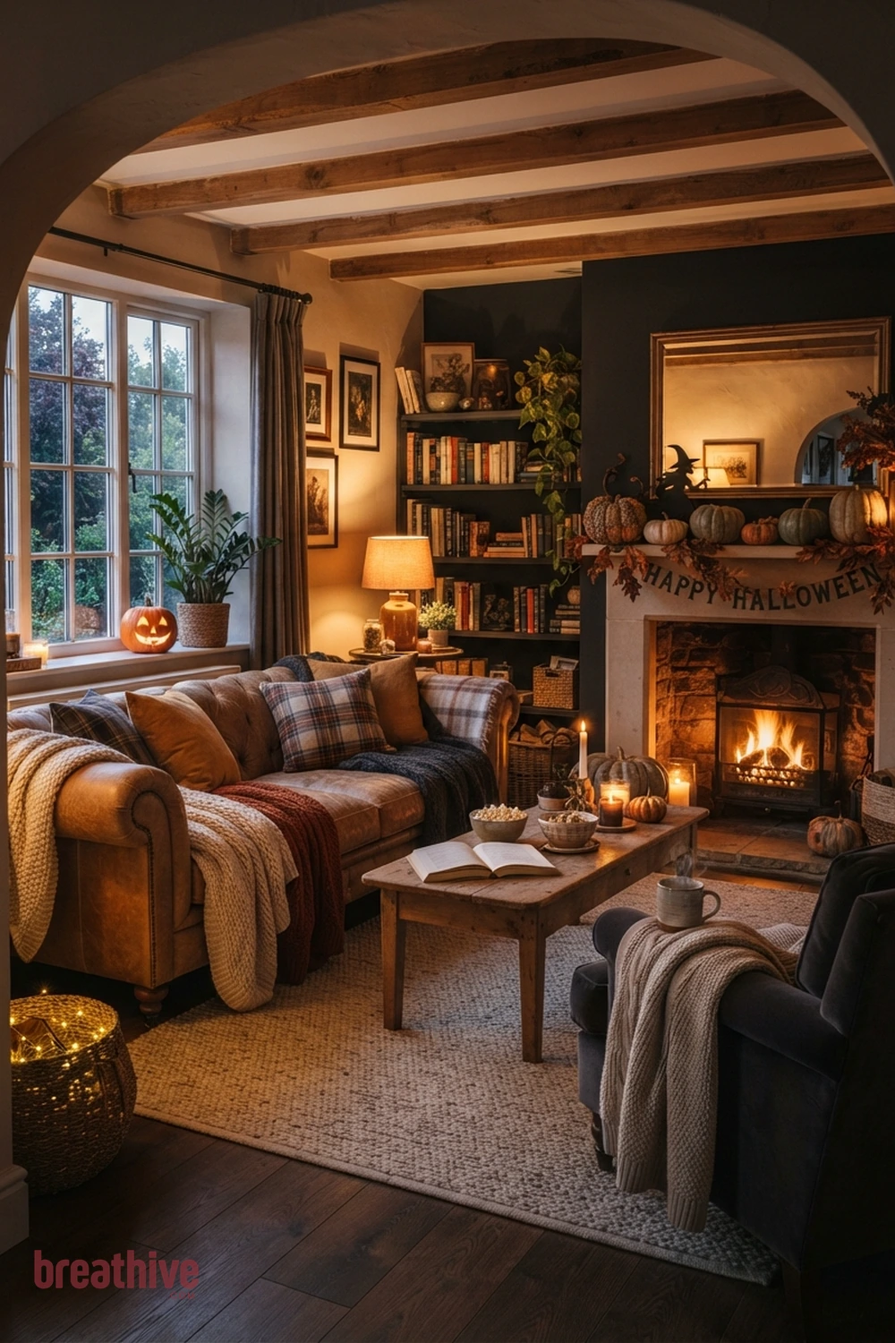 cozy halloween living room