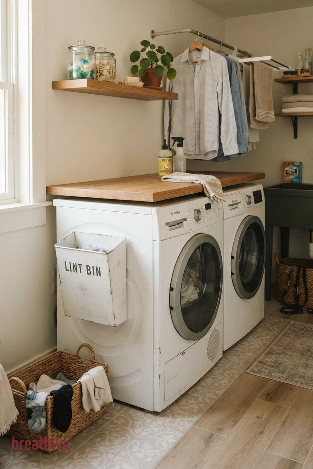 Add a Lint Bin Near the Dryer in a thoughtful laundry room