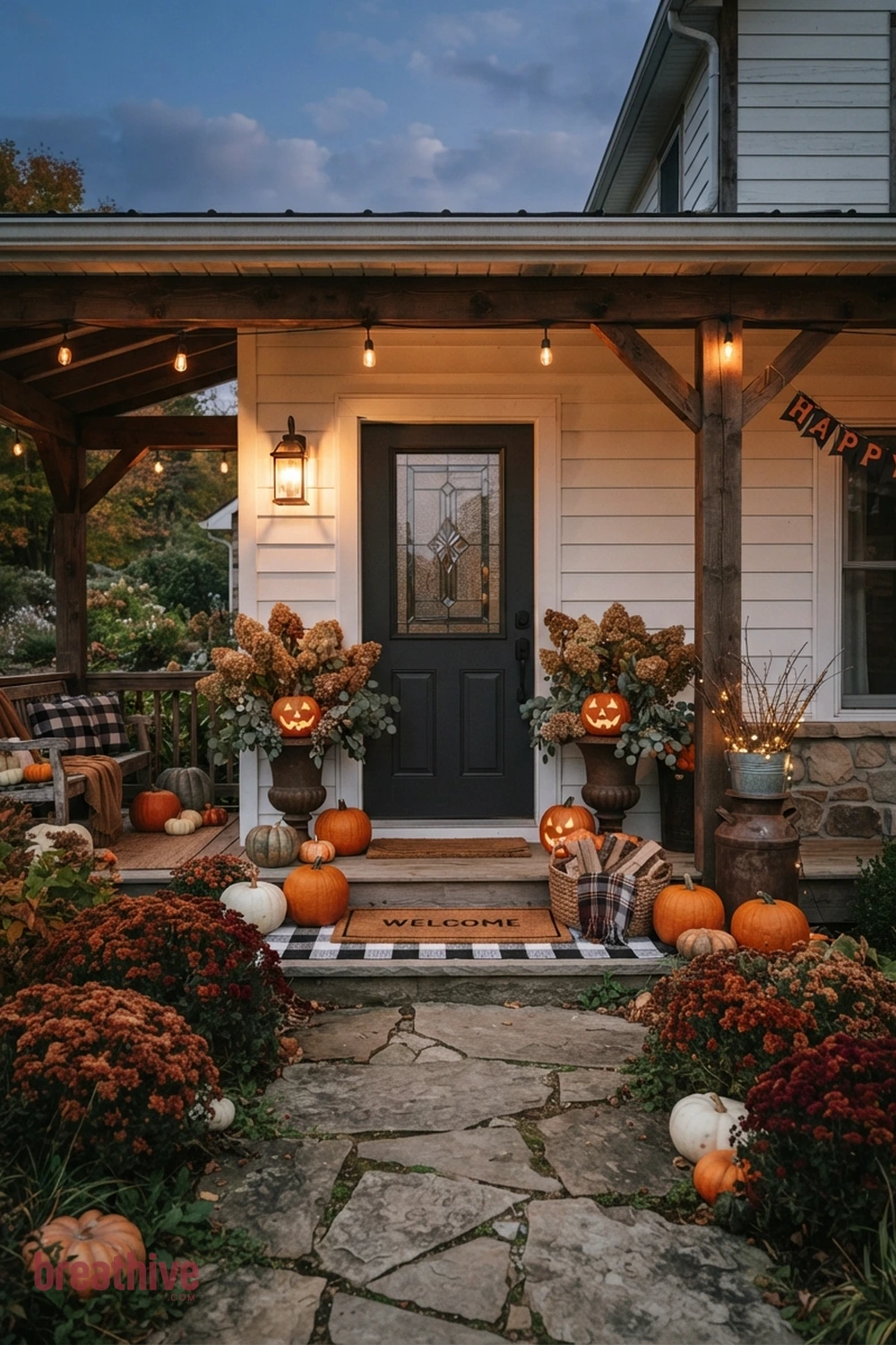 farmhouse halloween porch decor