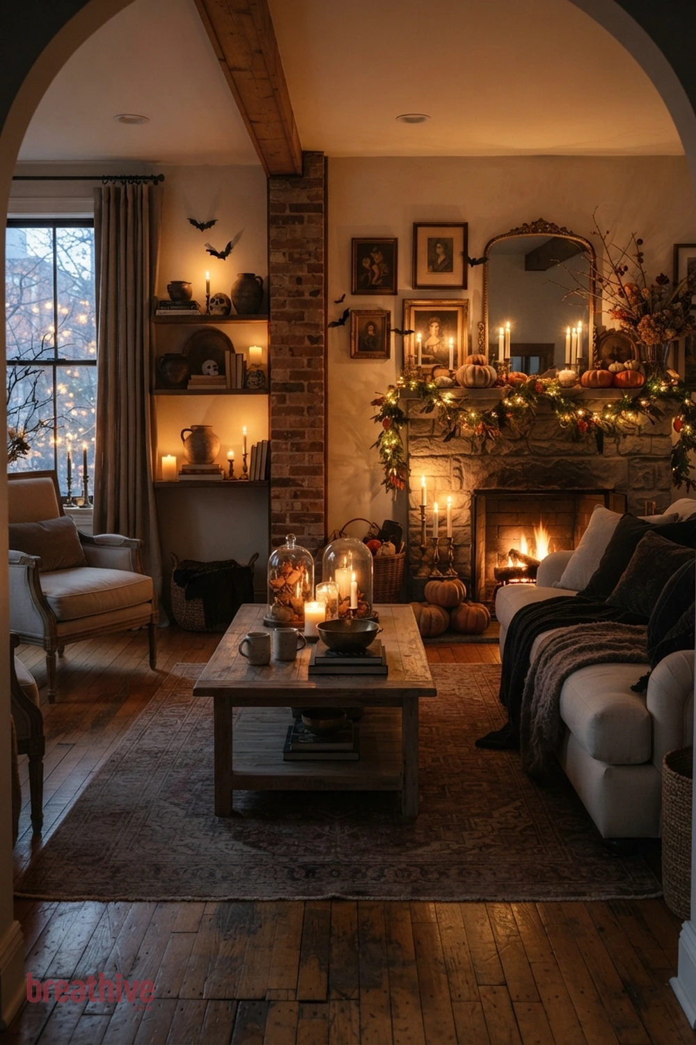 indoor halloween candle display