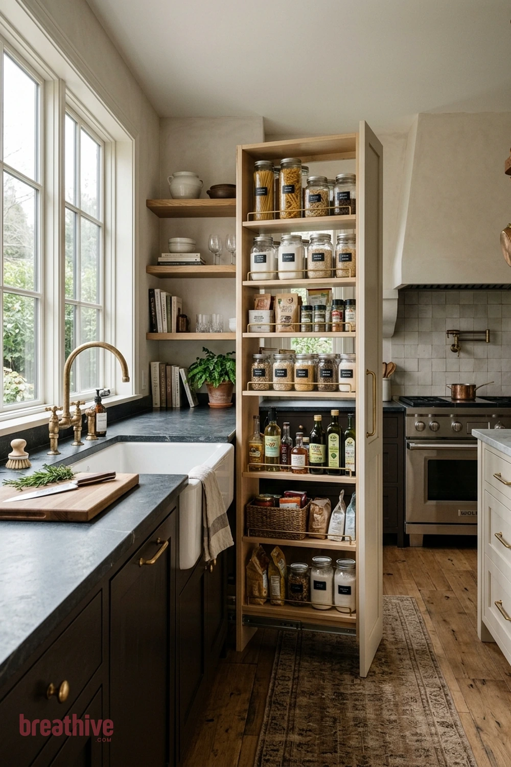 Add a Narrow Pull-Out Pantry in a luxury kitchen