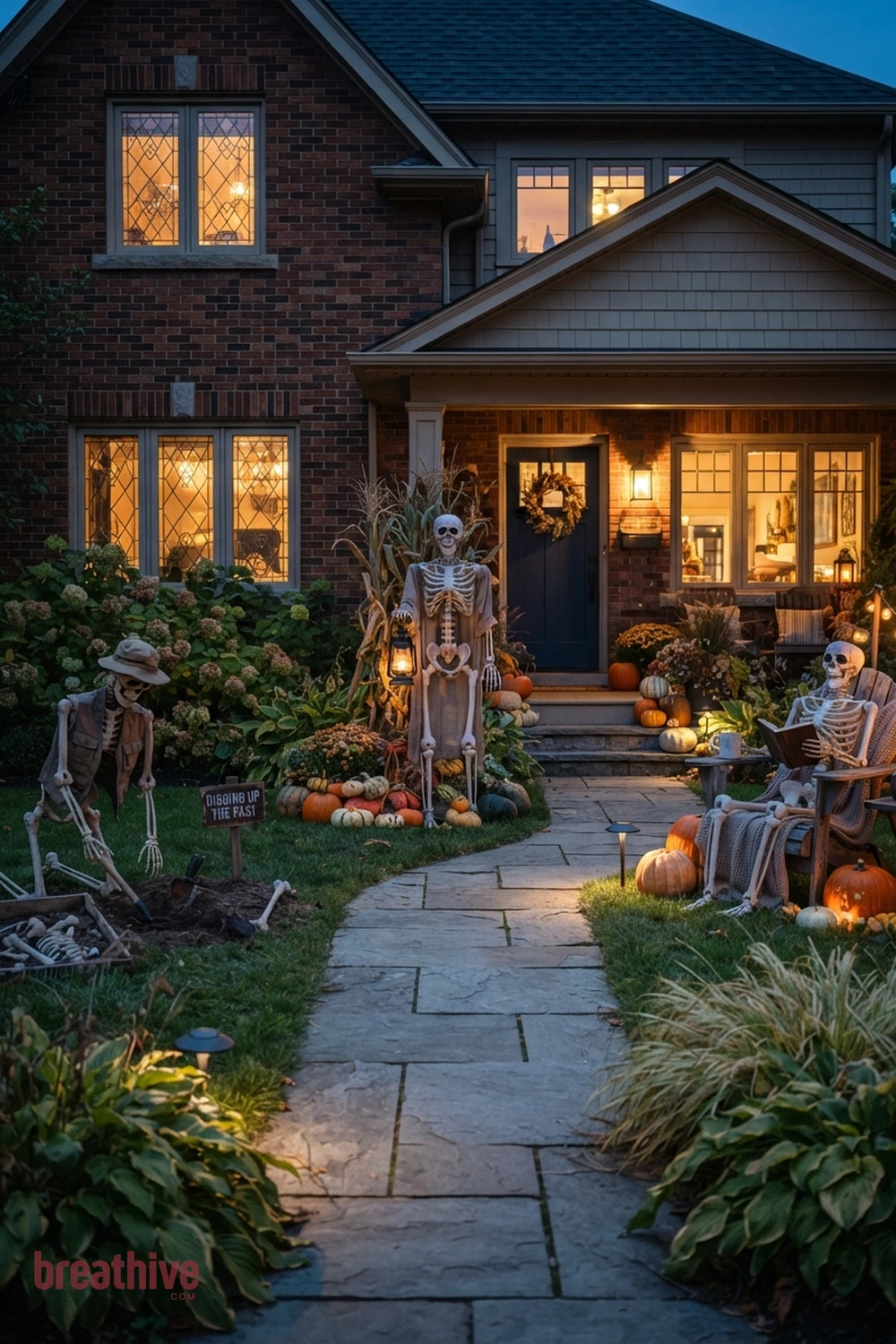 outdoor halloween skeleton setups