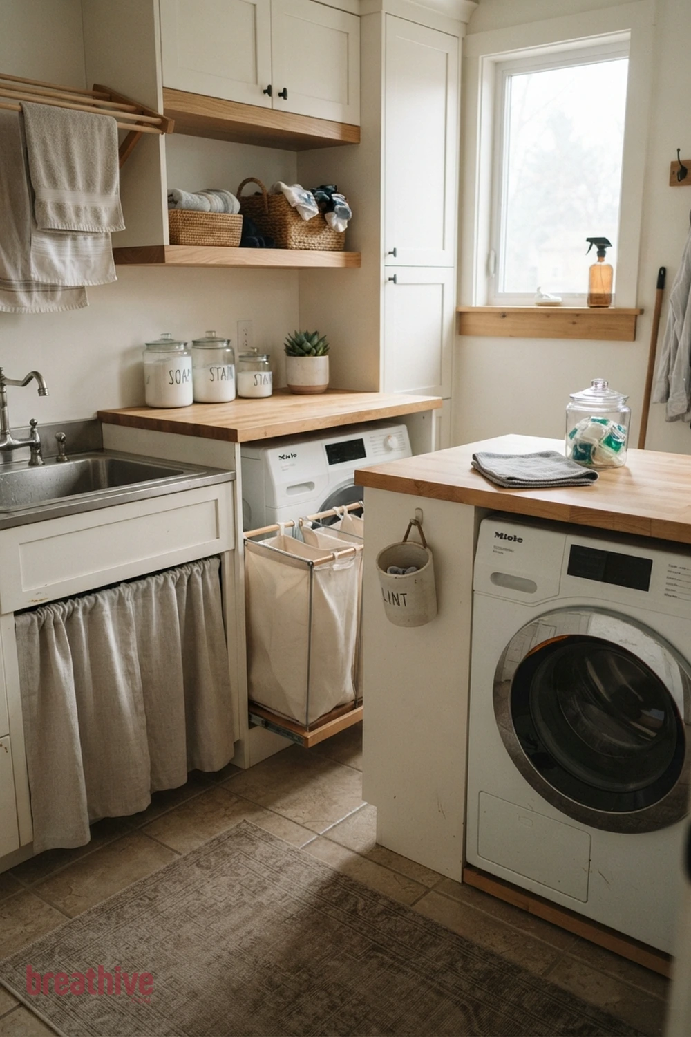 Add a Lint Bin Near the Dryer in a thoughtful laundry room