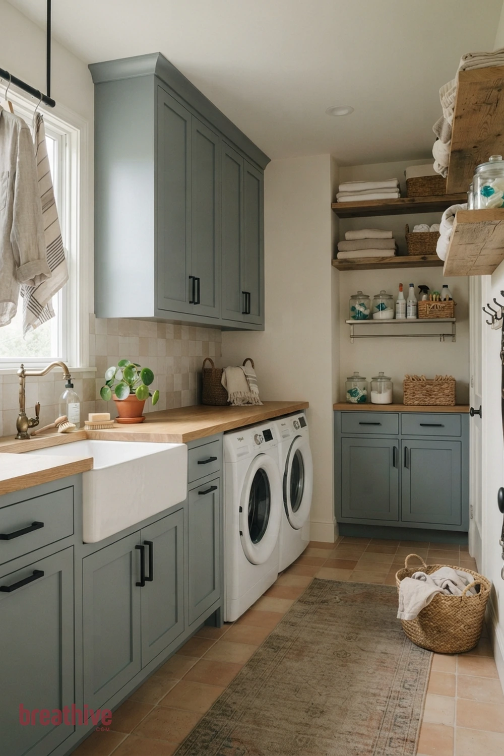 Quiet Blue-Gray for a Crisp Finish in a thoughtful laundry room