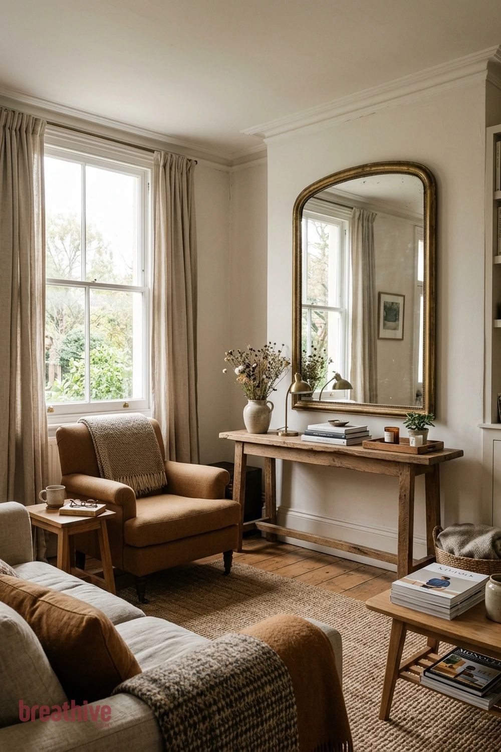 Place a Mirror to Borrow Light in a cozy living room