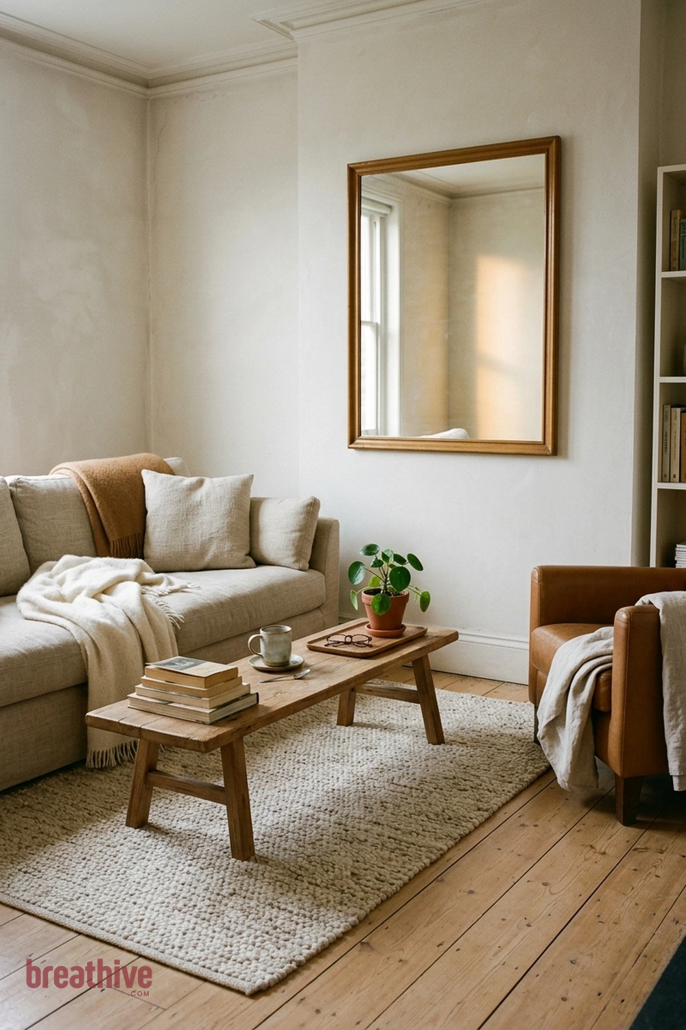Place a Mirror to Borrow Light in a cozy living room