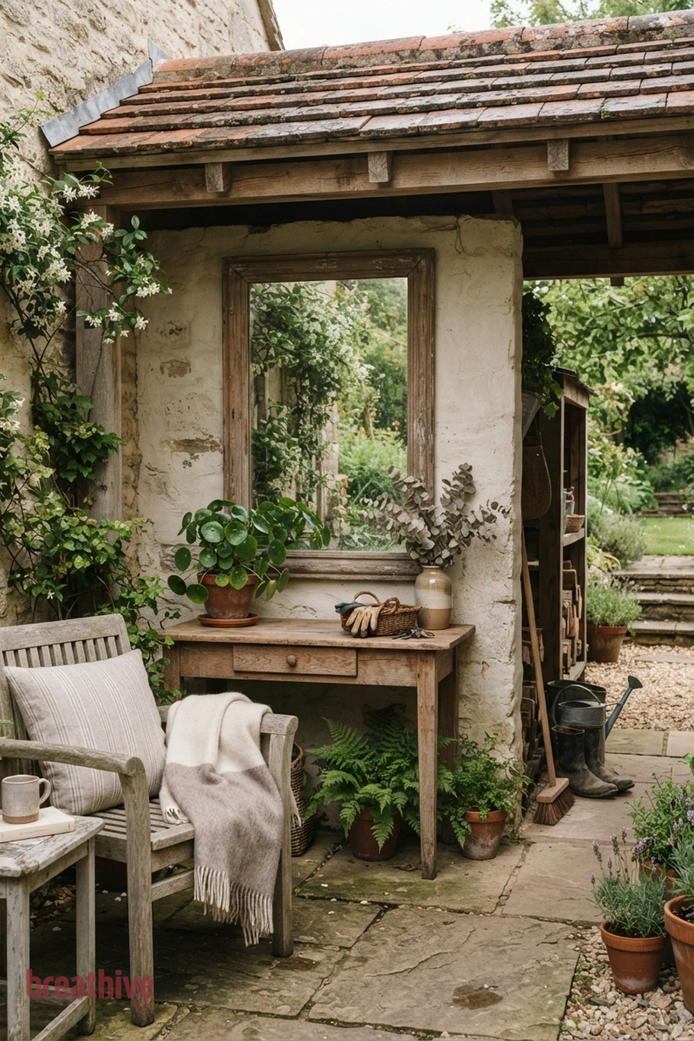 Add a Mirror Only in a Safe Sheltered Spot in a thoughtful outdoor