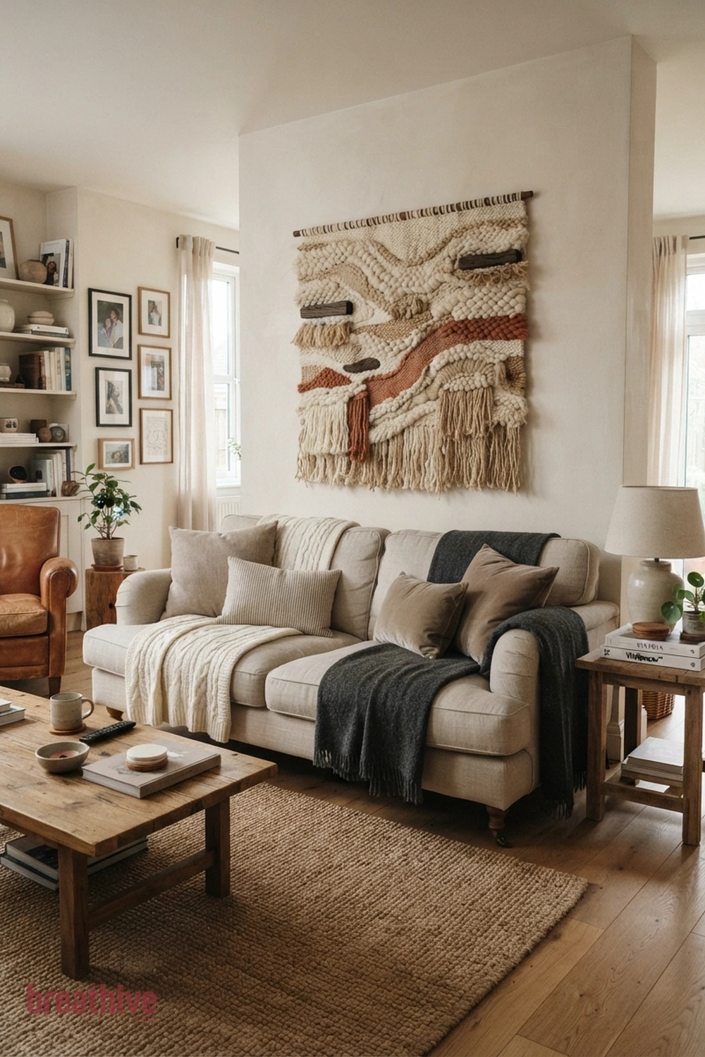 Add Texture Above the Sofa in a thoughtful living room