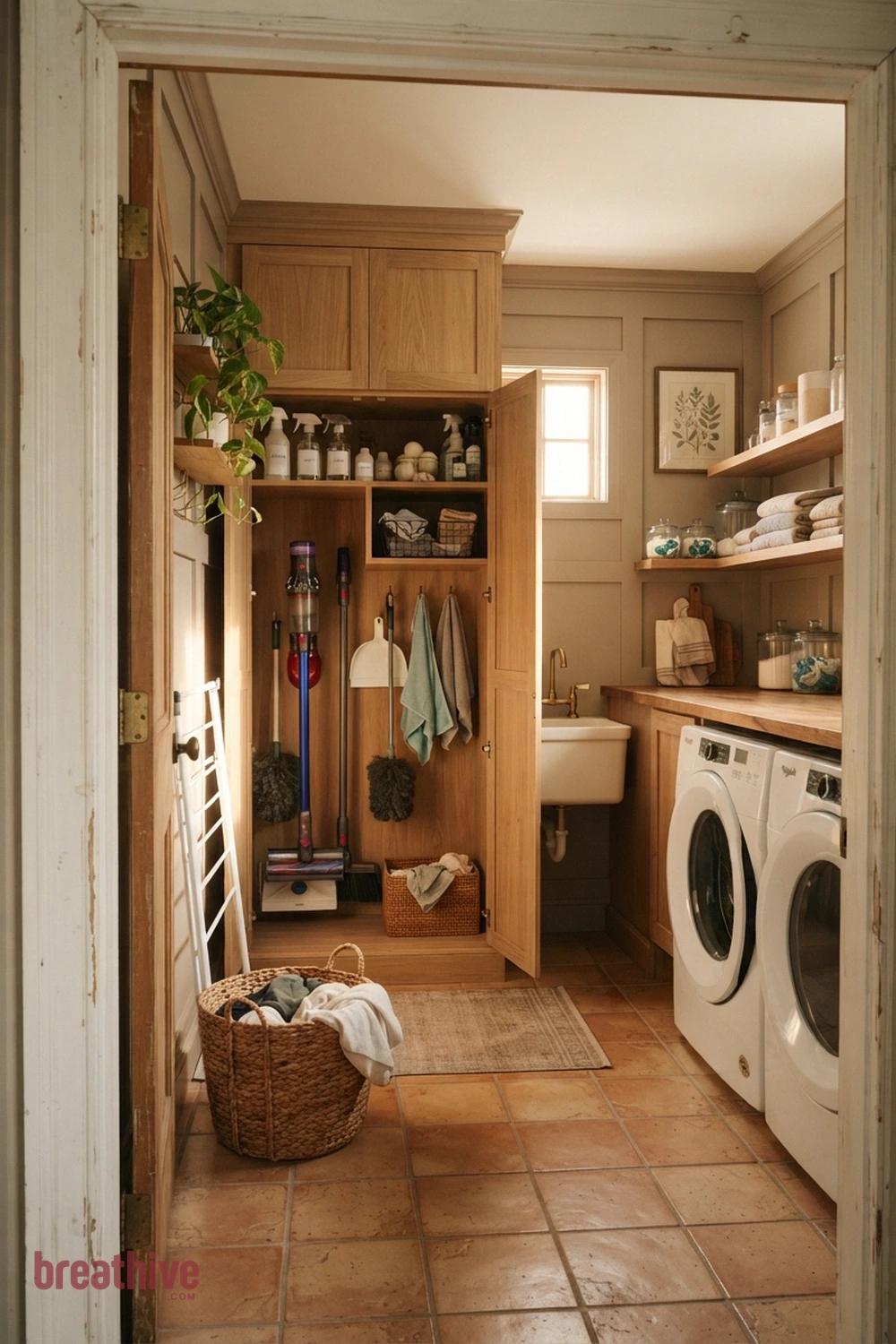 Build Tall Storage for Brooms and Cleaning Tools in a thoughtful laundry room