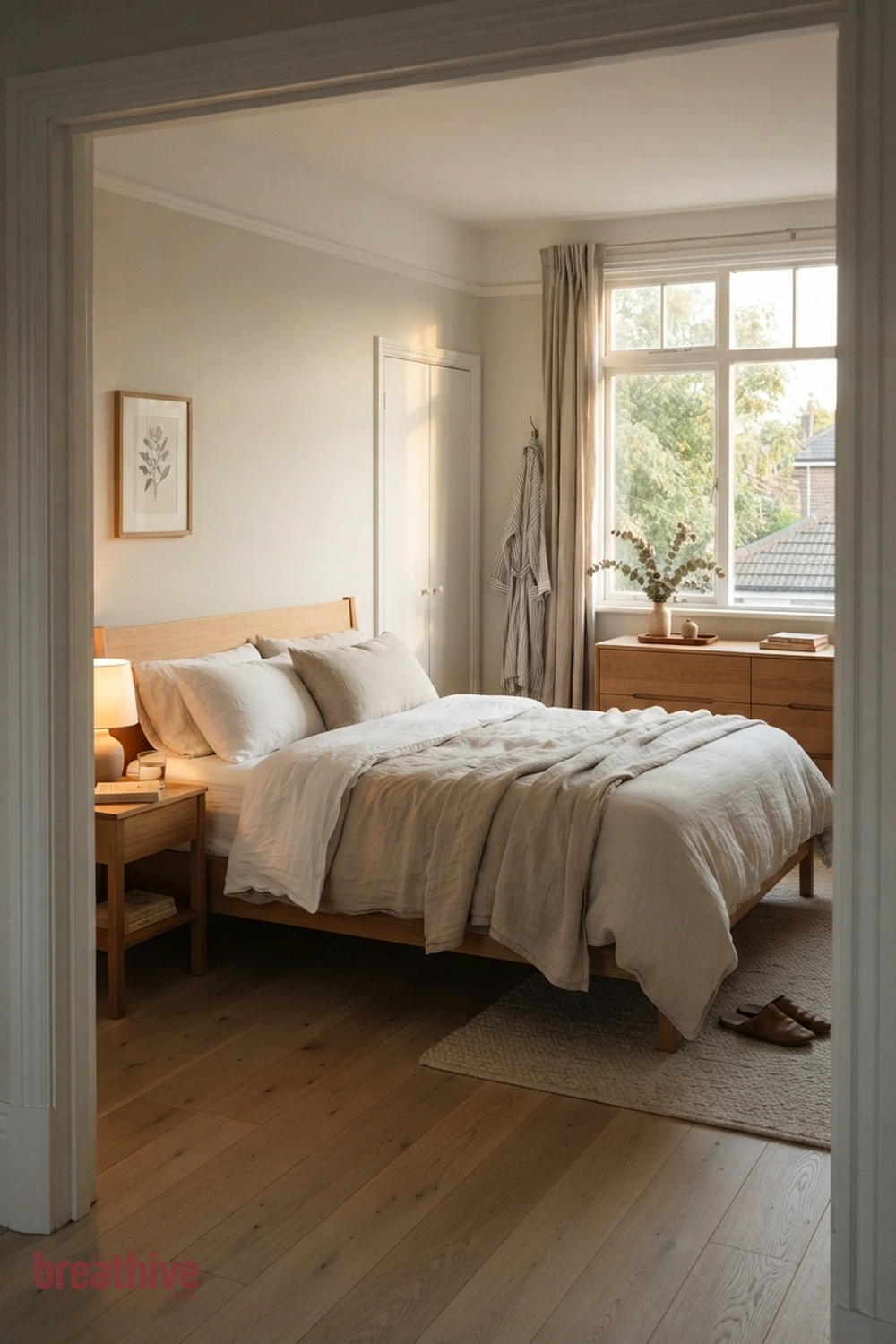 Choose Bedding With Quiet Tonal Contrast in a minimalist bedroom