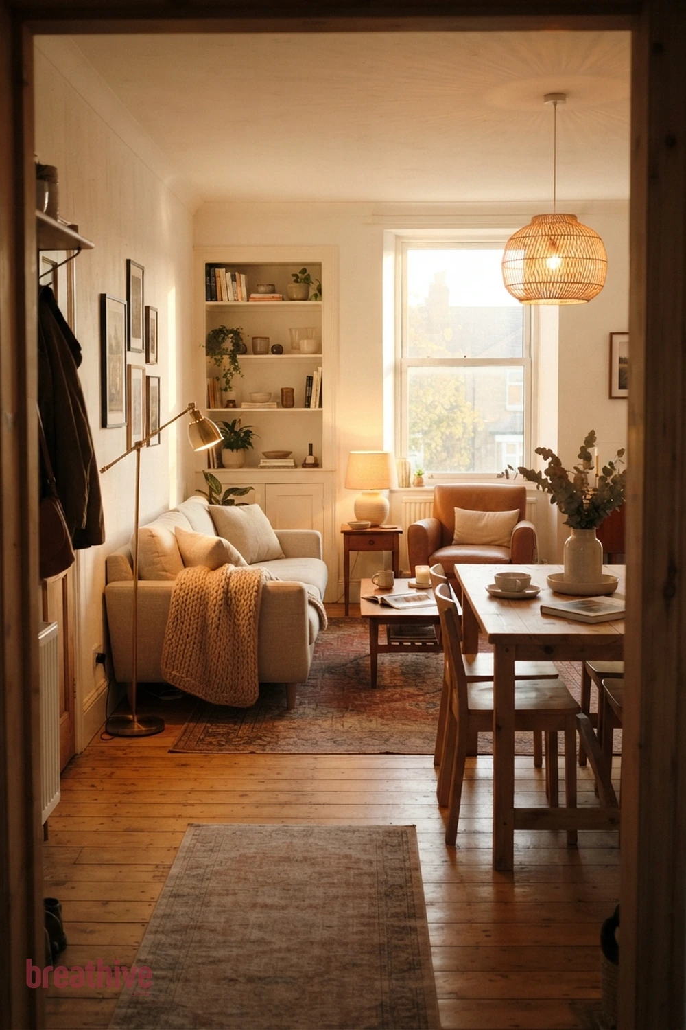 Layer Ambient, Task, and Accent Lighting in a cozy home decor