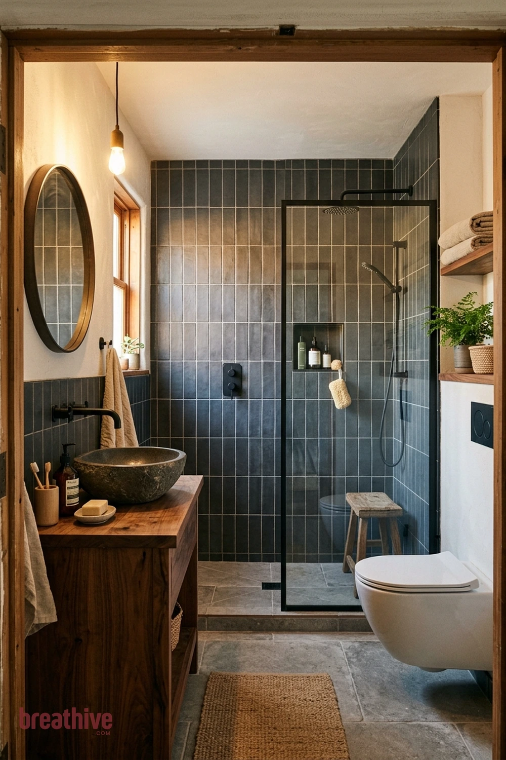 rustic black and wood bathroom ideas