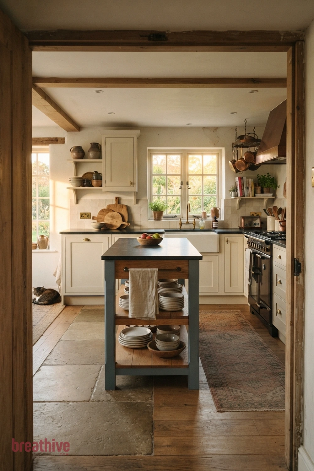 Choose a Slim Island With Clear Walkways in a cottage kitchen