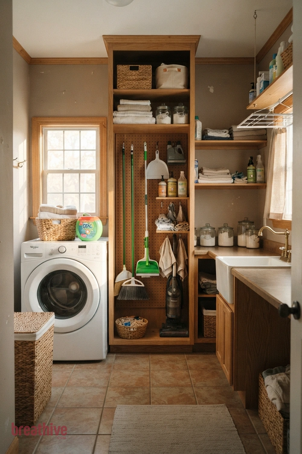 Build Tall Storage for Brooms and Cleaning Tools in a thoughtful laundry room