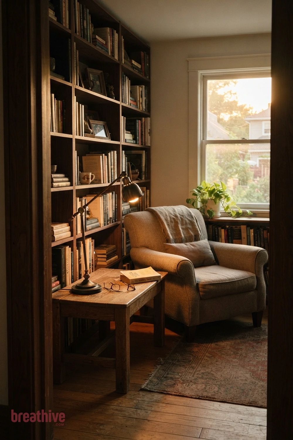 Add a Focused Reading Lamp in a thoughtful home library