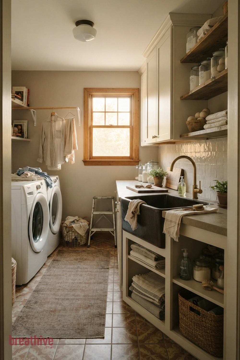Use a Deep Utility Sink Without Losing Prep Space in a thoughtful laundry room