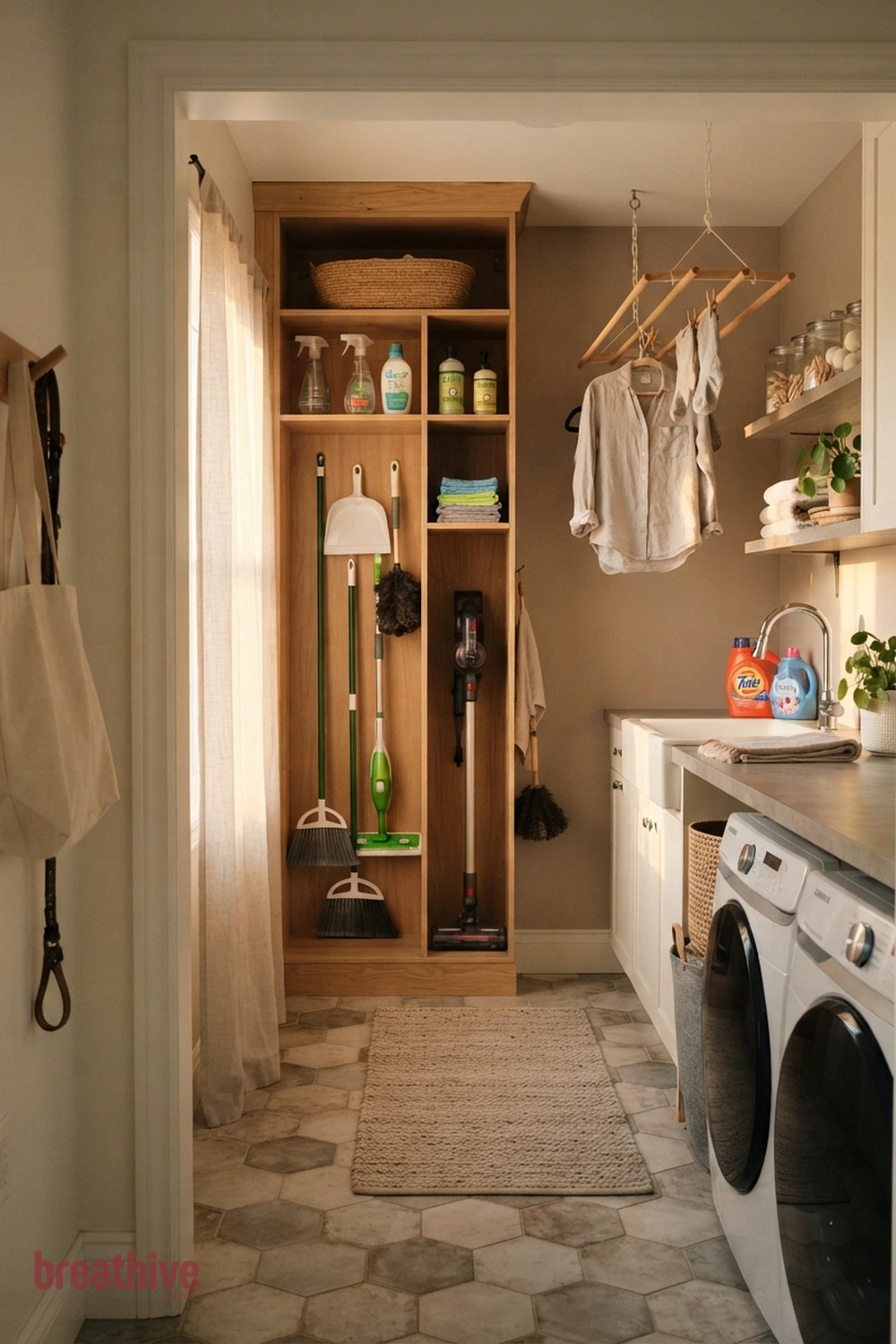 Build Tall Storage for Brooms and Cleaning Tools in a thoughtful laundry room