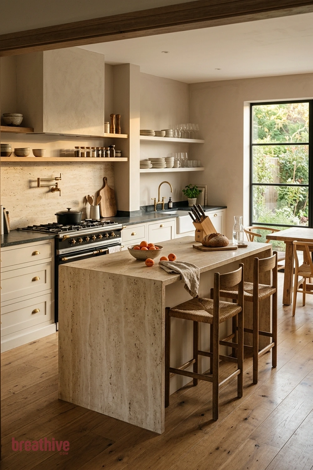 Creamy Travertine in a thoughtful kitchen