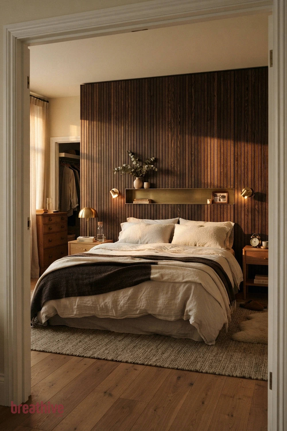 A Full-Width Headboard Wall in a luxury bedroom