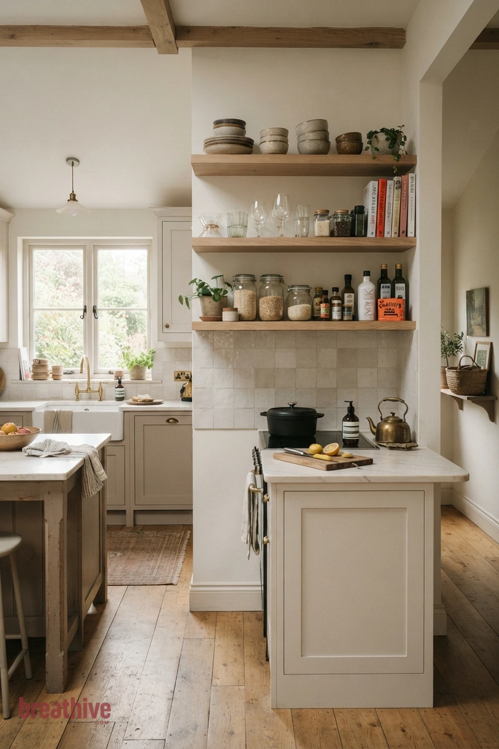Use Open Shelves Only Where They Stay Useful in a thoughtful kitchen