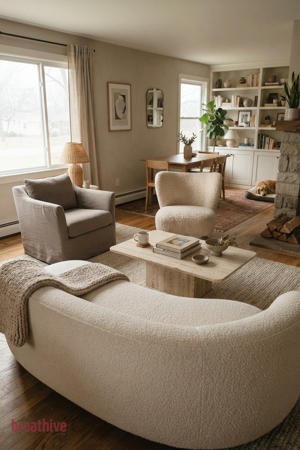 Mix Seating Shapes for a More Natural Layout in a thoughtful living room