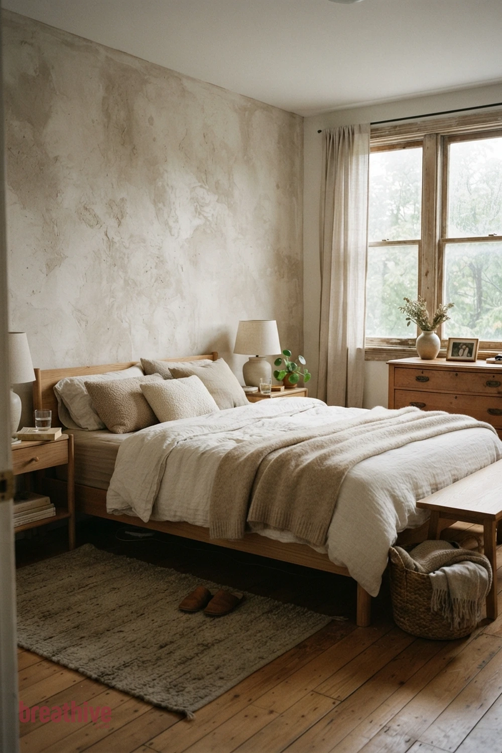 Add Texture Through a Plaster or Limewash Wall in a thoughtful bedroom