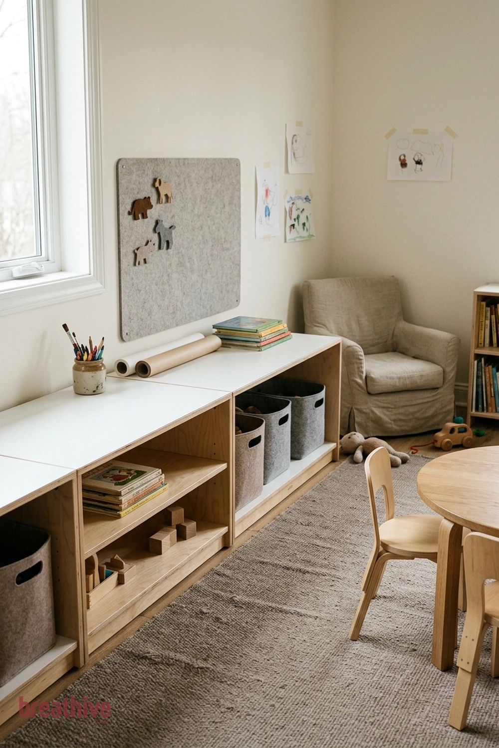 Choose Washable Surfaces at Hand Height in a thoughtful playroom