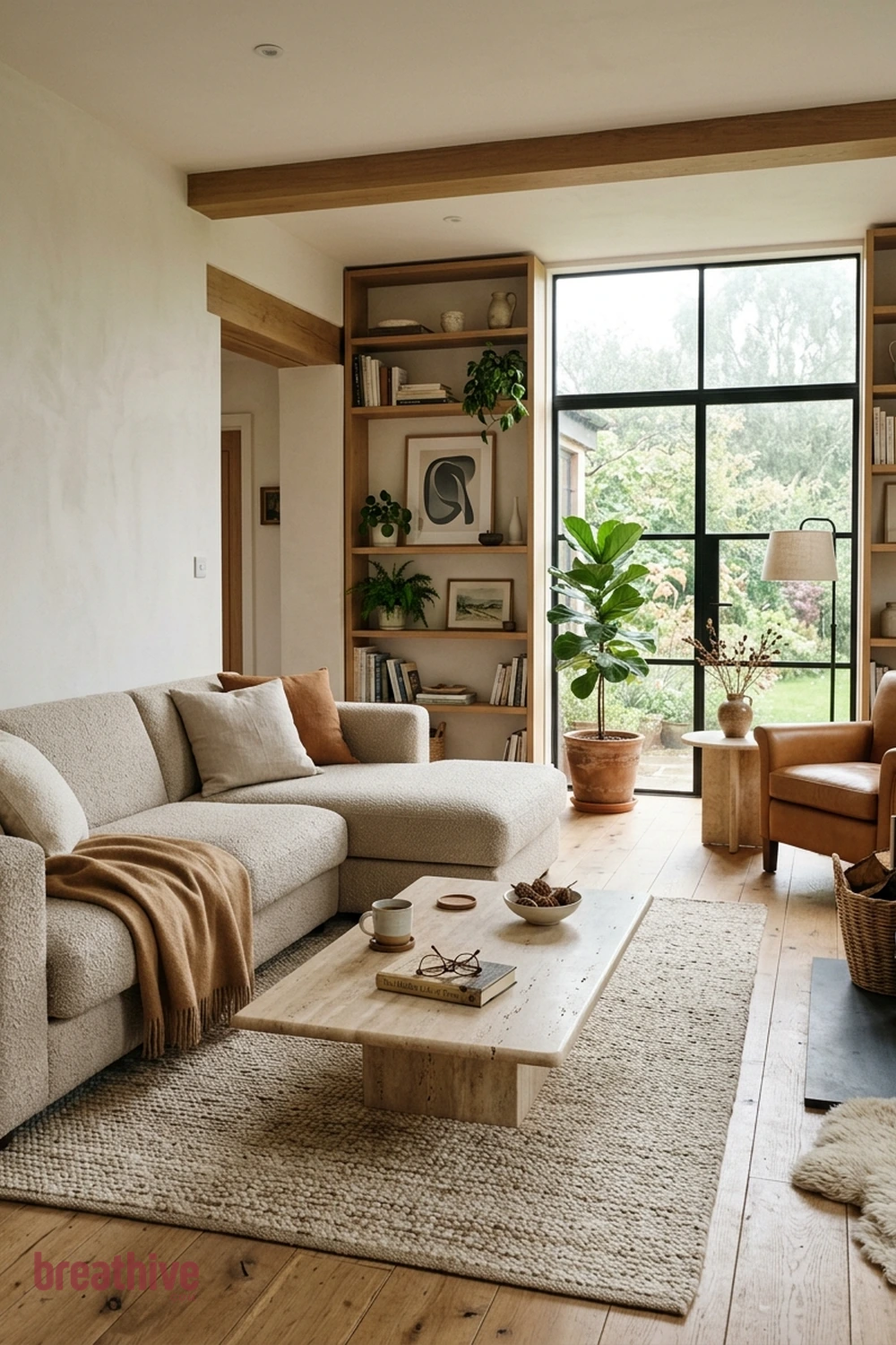 Repeat One Material Across the Room in a cozy living room