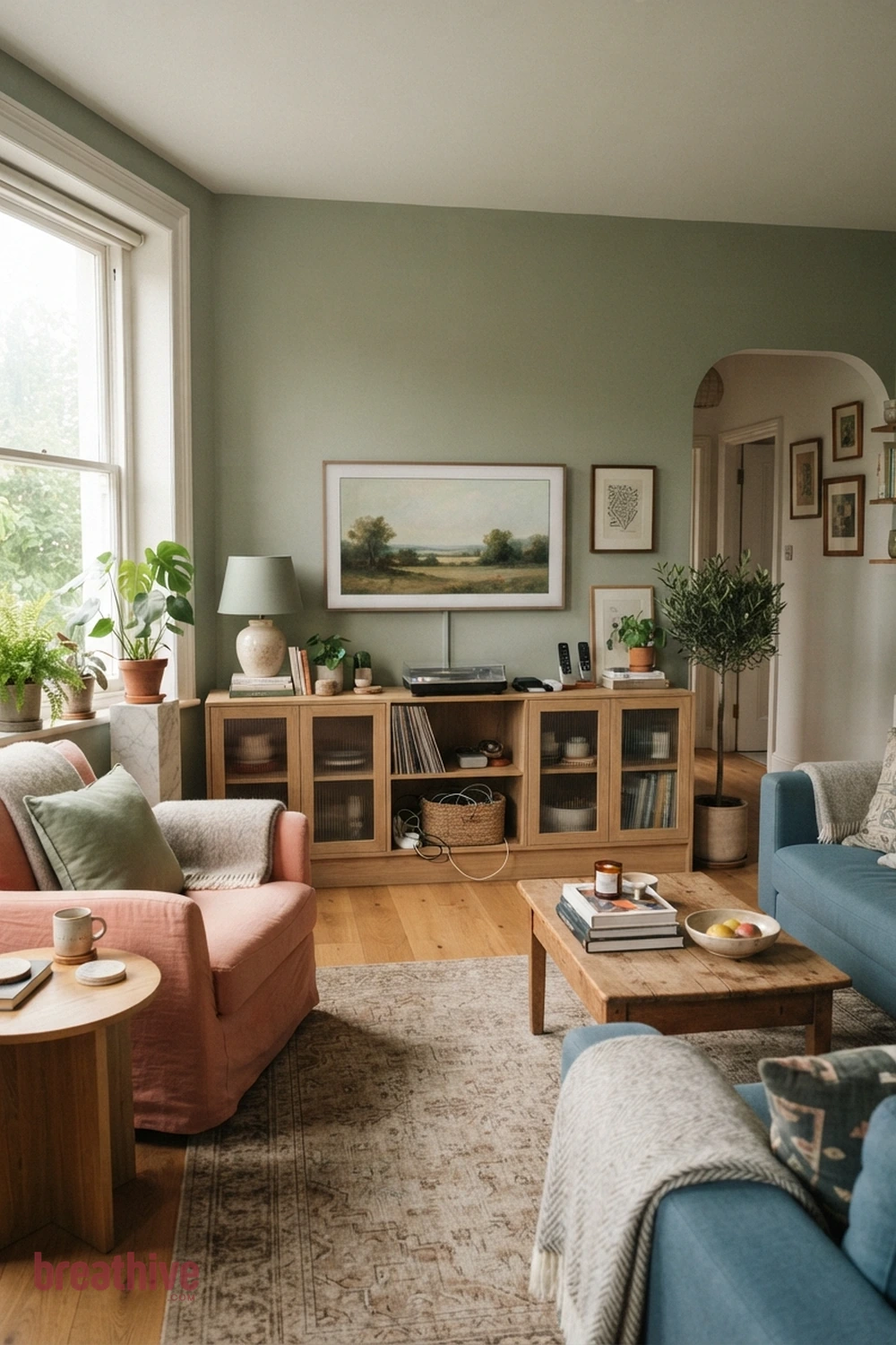 Balance the Television With Low Built-Ins in a whimsical apartment