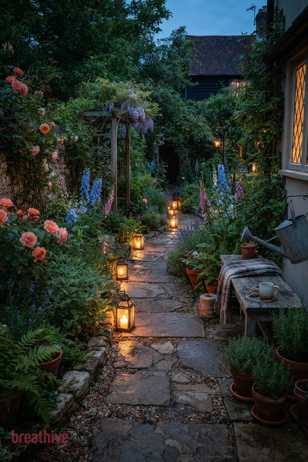 Use Low Lighting Along Paths in a whimsical garden