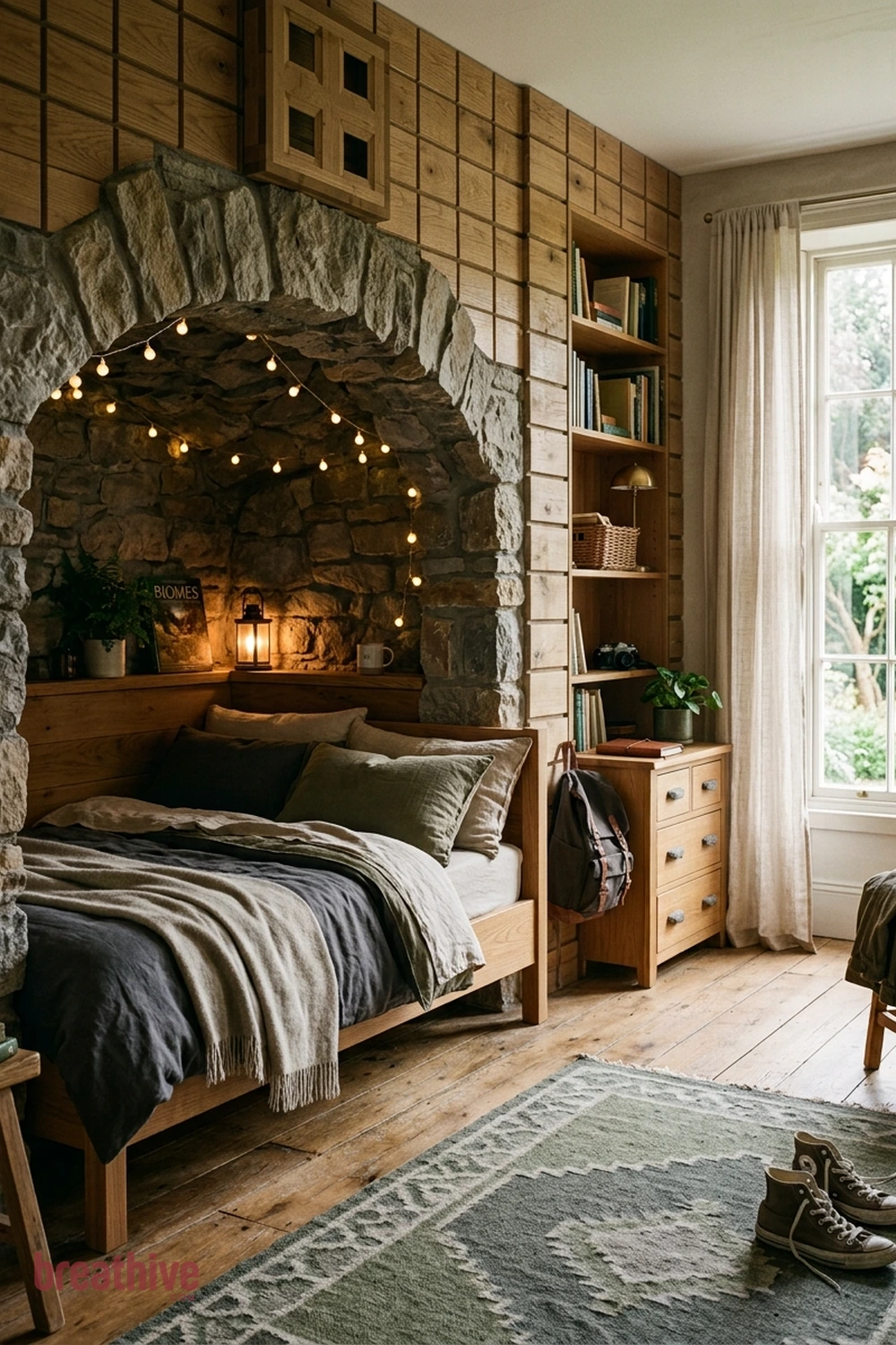 Build a Cave-Inspired Cozy Corner in a minecraft bedroom