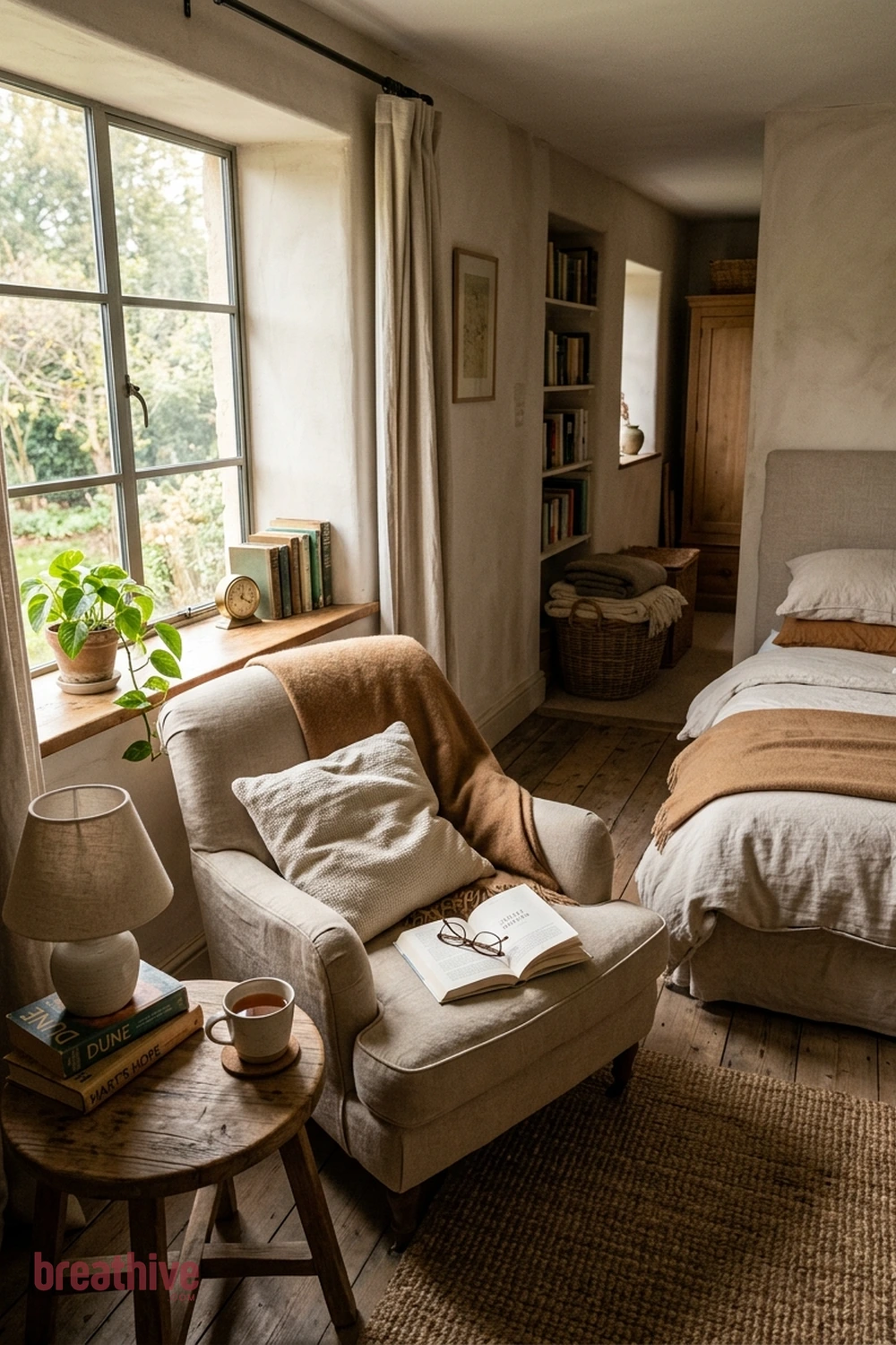 Create a Soft Reading Corner in a cozy bedroom