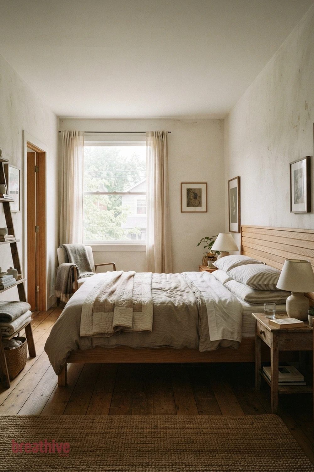 Add Warm Wood Near the Sleeping Zone in a thoughtful bedroom