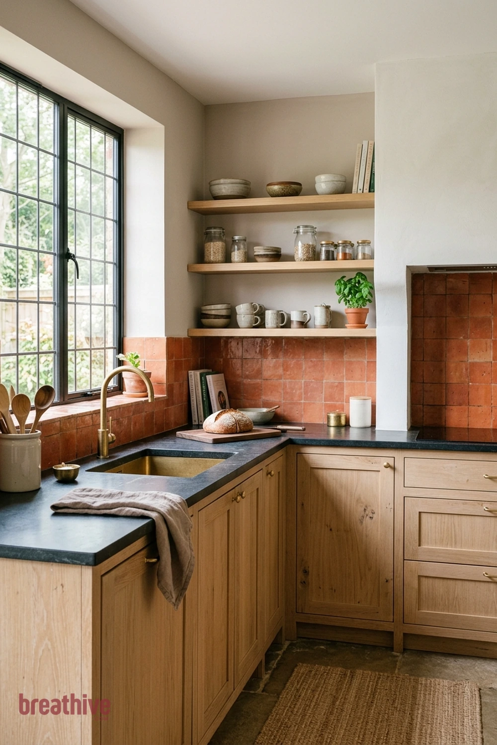 Terracotta With Light Wood in a thoughtful kitchen