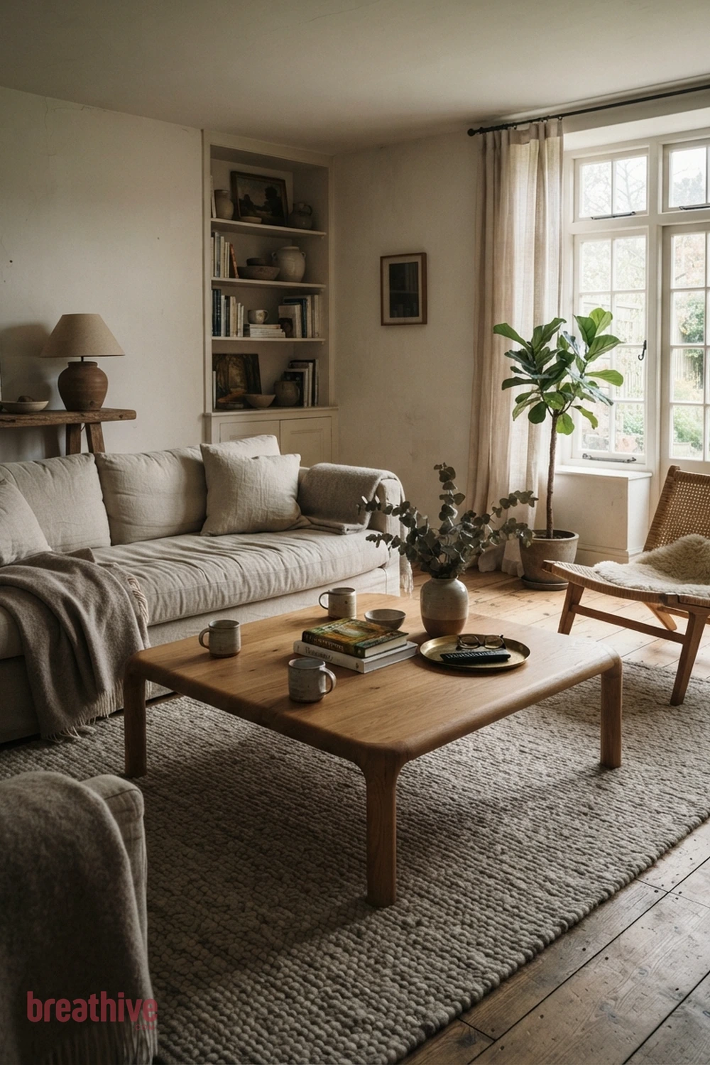 Square Table With Rounded Corners in a thoughtful living room
