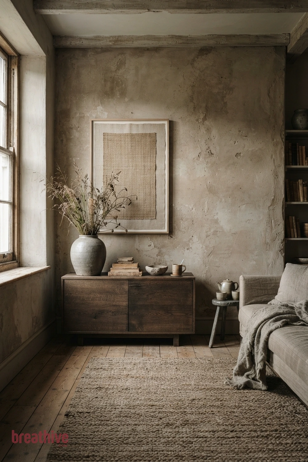 Repeat One Material Across the Room in a wabi-sabi home decor