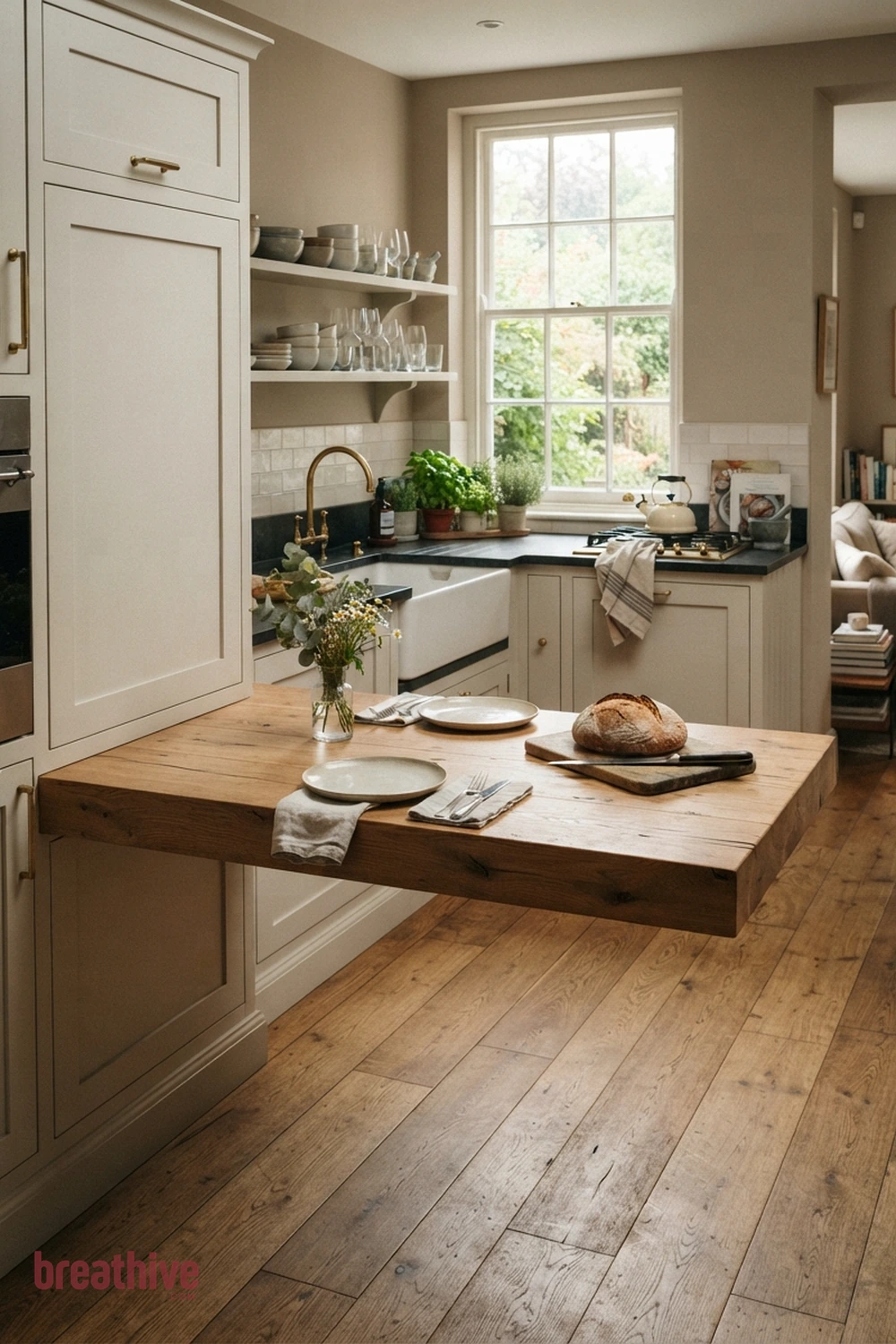 Floating Table Attached to a Cabinet Block in a thoughtful kitchen