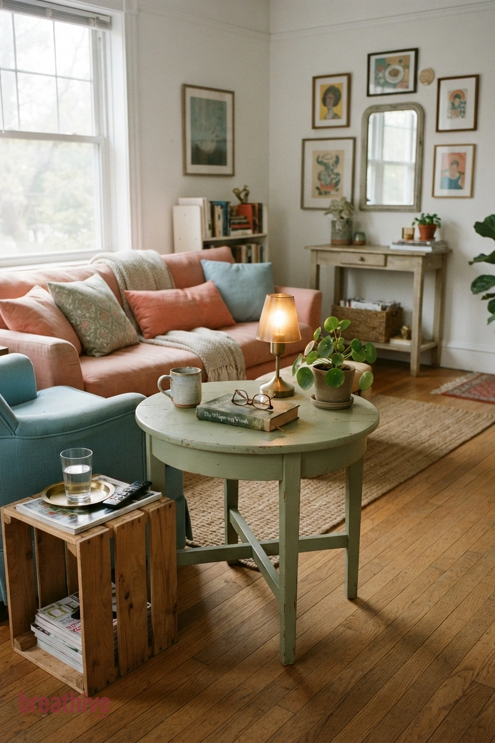 Add Side Tables Where They Are Actually Needed in a whimsical apartment