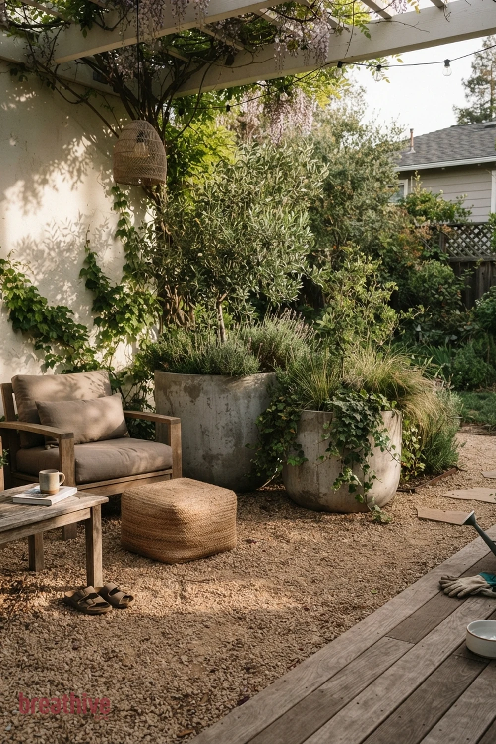 Use Large Planters to Mark Corners in a thoughtful outdoor