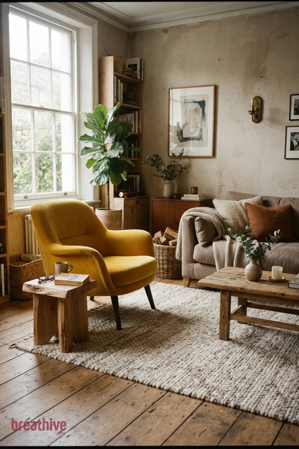 Let One Chair Introduce Color in a thoughtful living room