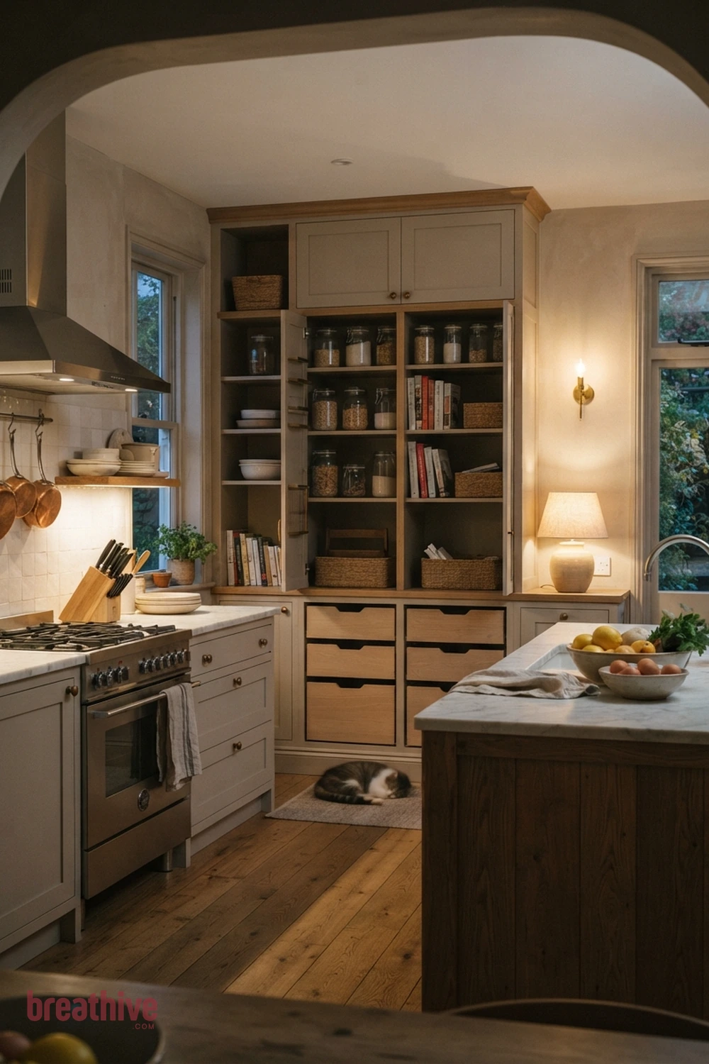 Add a Tall Pantry Wall for Visual Calm in a thoughtful kitchen