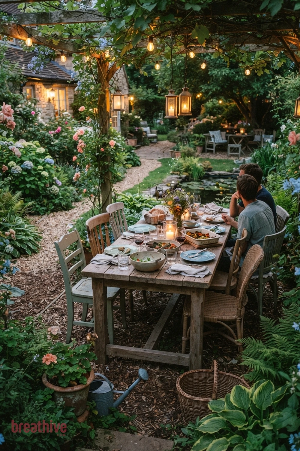 Choose Tables That Can Handle Real Meals in a whimsical garden