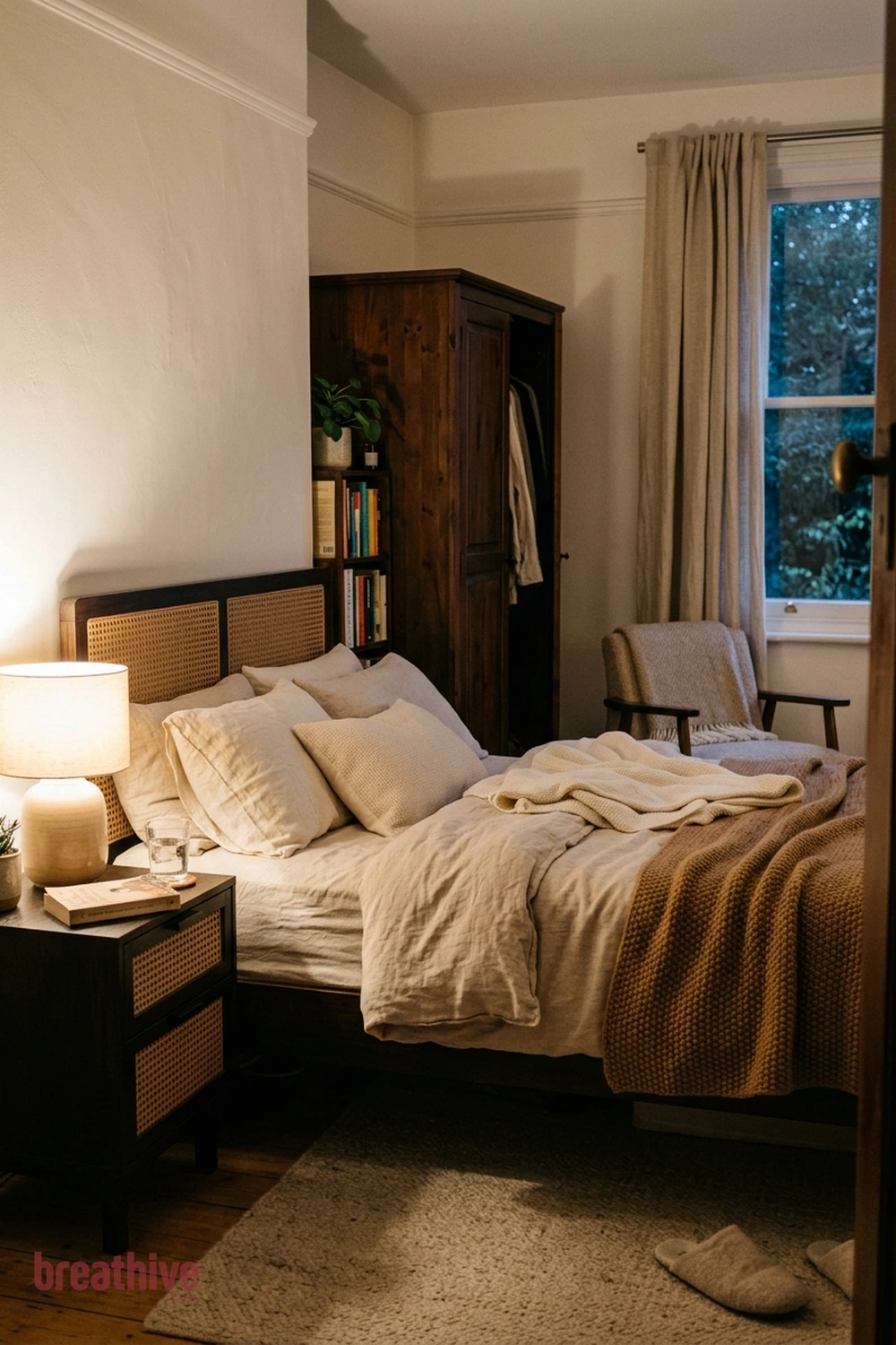 Balance Dark Furniture With Pale Textiles in a cozy bedroom