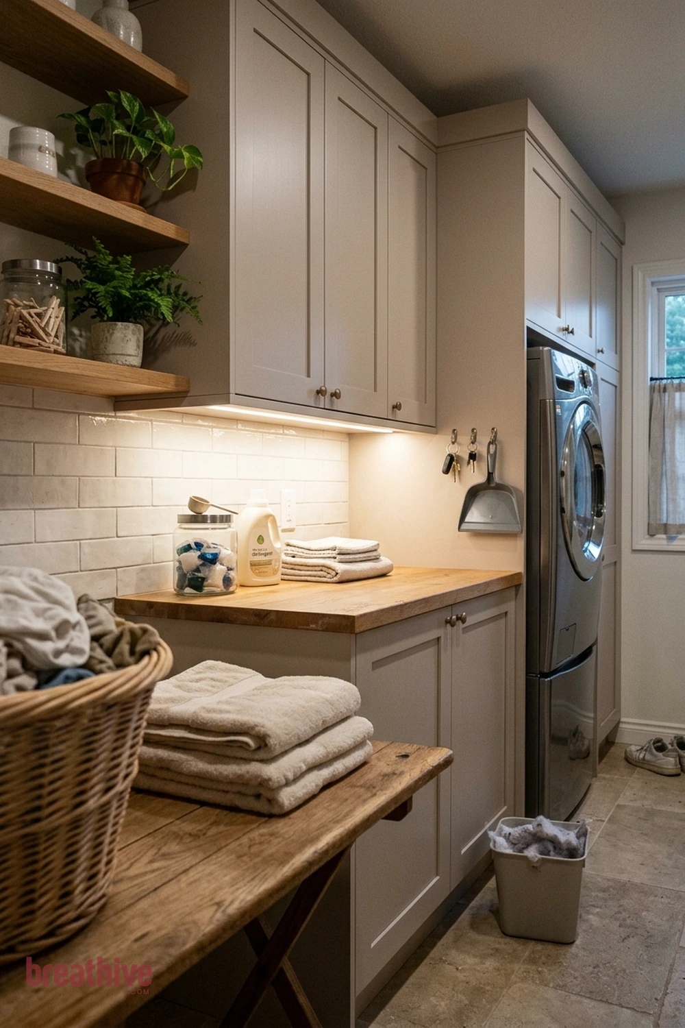 Install Task Lighting Under Upper Cabinets in a thoughtful laundry room