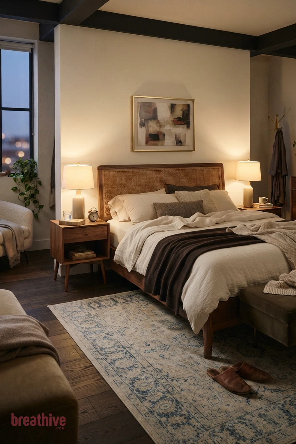 Add Warm Wood Near the Sleeping Zone in a luxury bedroom