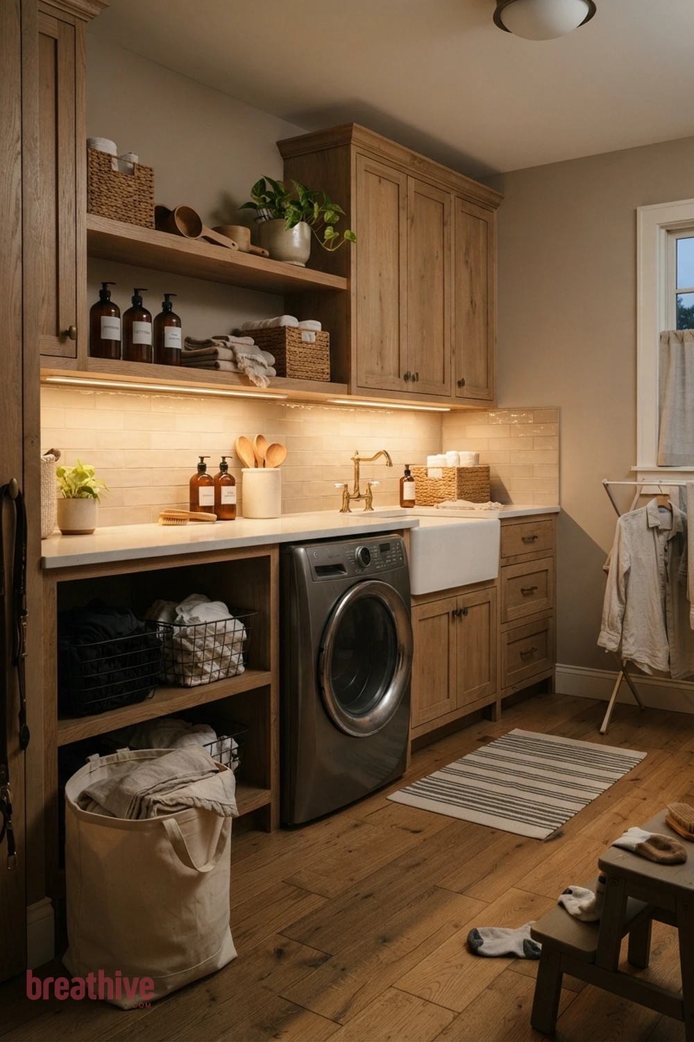 Install Task Lighting Under Upper Cabinets in a thoughtful laundry room