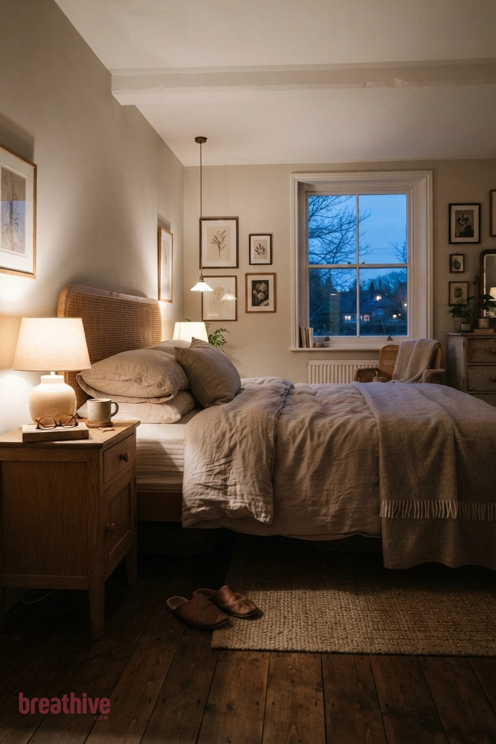 Mix Matte and Softly Reflective Surfaces in a thoughtful bedroom